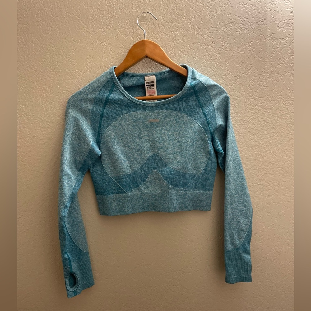 Turquoise gym shark long sleeve.